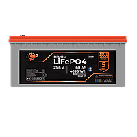 Акумулятор LP LiFePO4 25,6V - 160 Ah (4096Wh) (BMS 200A/100А) пластик LCD Smart BT, для ДБЖ и солнечных станций