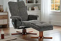 Масажне релакс-крісло з підігрівом і пуфом Avko Style ARMH 030 до 110 кг - для тих, хто цінує комфорт та розслаблення Темно сіре