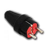 Вилка пряма з заземленням каучукова, ступінь захисту IP44, для побутового та професійного використання