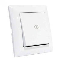 Вимикач реверсивний білий TINA, одноклавішний, внутрішній