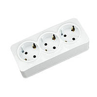 Розетка потрійна з заземленням біла POWER MAX-3E, 3 гнізда, білий колір