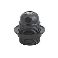 Патрон бакелітовий з юбкою Е27 чорний, термостійкий, вогнестійкий, для світлодіодних ламп