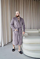 Халат чоловічий велюровий на запах шаль капучіно