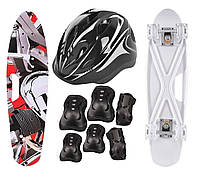 Пенні-борд Penny Best Board LED Abstraction з ручкою PU колеса Шолом + захист з регулюванням 65 см (949845454)