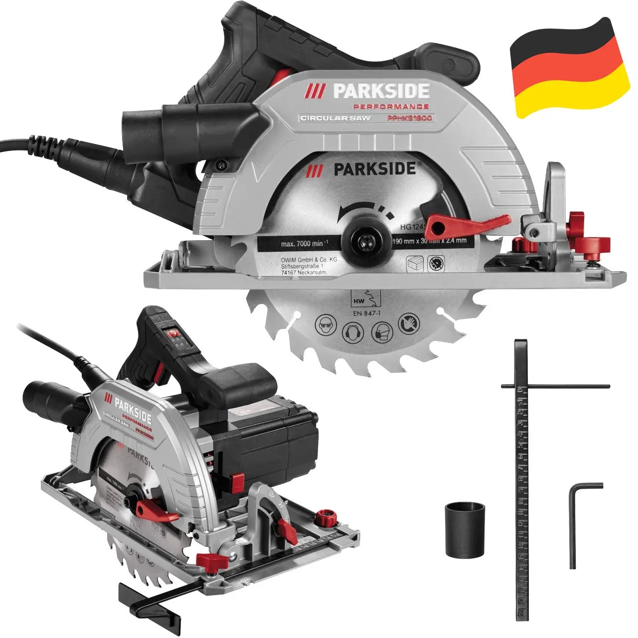 Циркулярна ручна пилка Parkside PPHKS 1800 A1, 1800 Вт, фото 1