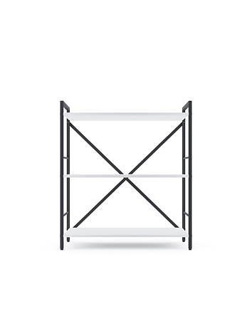 Стелаж Лофт 900х600х240 Меткас, 35 кг/полицю, 3 полиці, ЛДСП, антрацит-білий сніг, фото 1