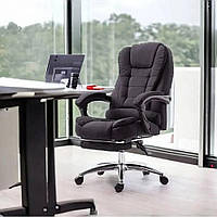 Офісне велюрове крісло з тканини з масажною подушкою та підніжкою BOSS KO22VEL PREMIUM чорне