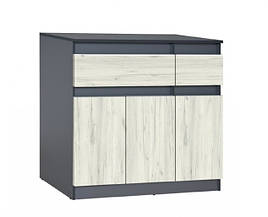 Комод в спальню з ЛДСП Комфі 120 Модерн Сірий шифер+Дуб крафт білий
