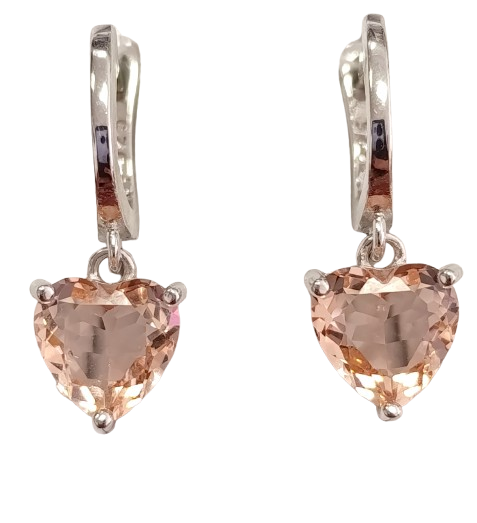 Срібні сережки з морганітом "Серце" СТ887/б-мг, фото 1