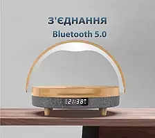 Багатофункціональний настільний годинник з бездротовою зарядкою, Bluetooth-колонкою та регульованим підсвічуванням