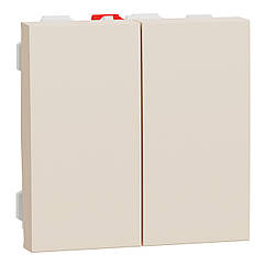 Вимикач 2-клавішний прохідний 2 модуля Unica New бежевий NU321344