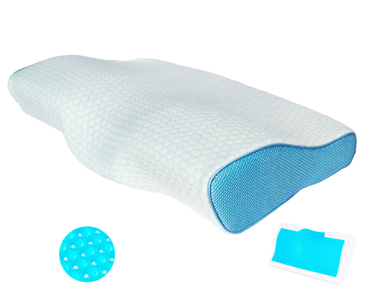 Ортопедична подушка для сну з ефектом пам'яті Memory Foam Крижаний шовк 50х30 см Спеціальна подушка для сну, фото 1