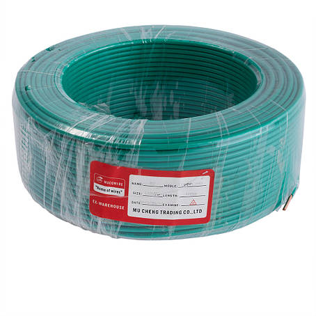 Провід одножильний 4.0mm² (12AWG, 1xD2.25мм, мідь, PVC), зелений, 1м, фото 1
