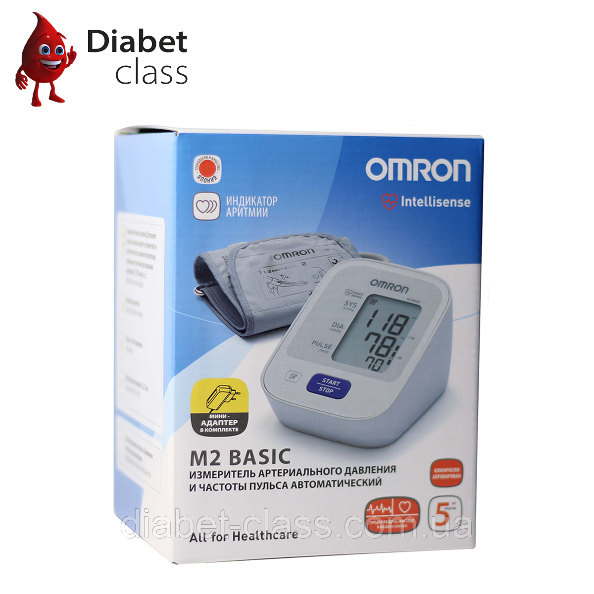 Тонометр автоматичний Omron M2 Basic (HEM-7121-ARU) з адаптером, фото 1