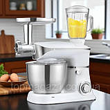 Кухонний комбайн Rainberg 3600Вт з функцією міксера 5л для тіста і захисною кришкою скляний блендер 1.5л, фото 6