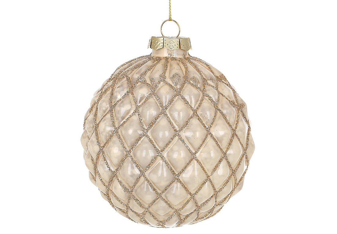 Ялинкова скляна куля з гліттером, фото 1