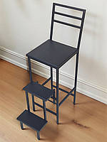 Стілець драбина зі сходами і спинкою Magnus чорний Наша Ковка