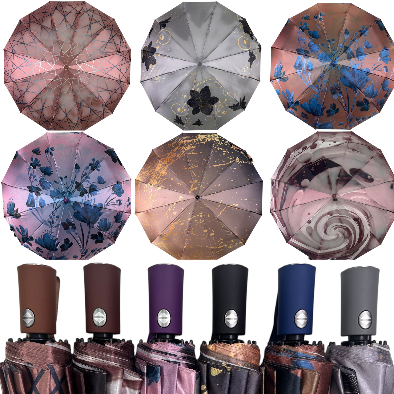 Оптом Жіноча парасолька автомат на 12 спиць сатиновий купол з принтом від Mario, N190