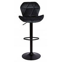 Барний стілець зі спинкою Bonro B-087 велюр чорний з чорною основою для кухні, бару, салону, ресторану, фото 5