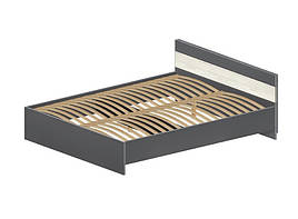Ліжко двоспальне з ЛДСП 160х200 Комфі Модерн Сірий шифер + Дуб крафт білий (з вкладом для матрацу)