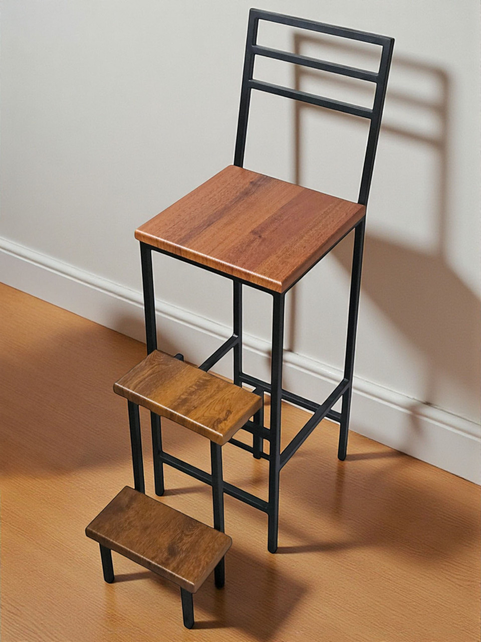 Стул трансформер лофт на 3 сходинки зі спинкою Magnus горіх, фото 1