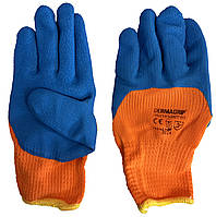 Рукавиці "ПІНА" утеплена ПОМАРАНЧЕВА,  СИНЯ ДОЛОНЯ (10шт) ПТ-5860