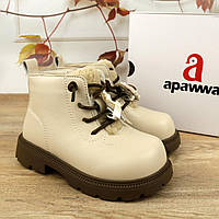 Черевики для дівчаток бежеві демісезонні на шнурівці