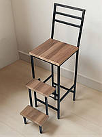 Стілець зі спинкою трансформер сходи Лофт Magnus чорний/вишня малага Наша Ковка