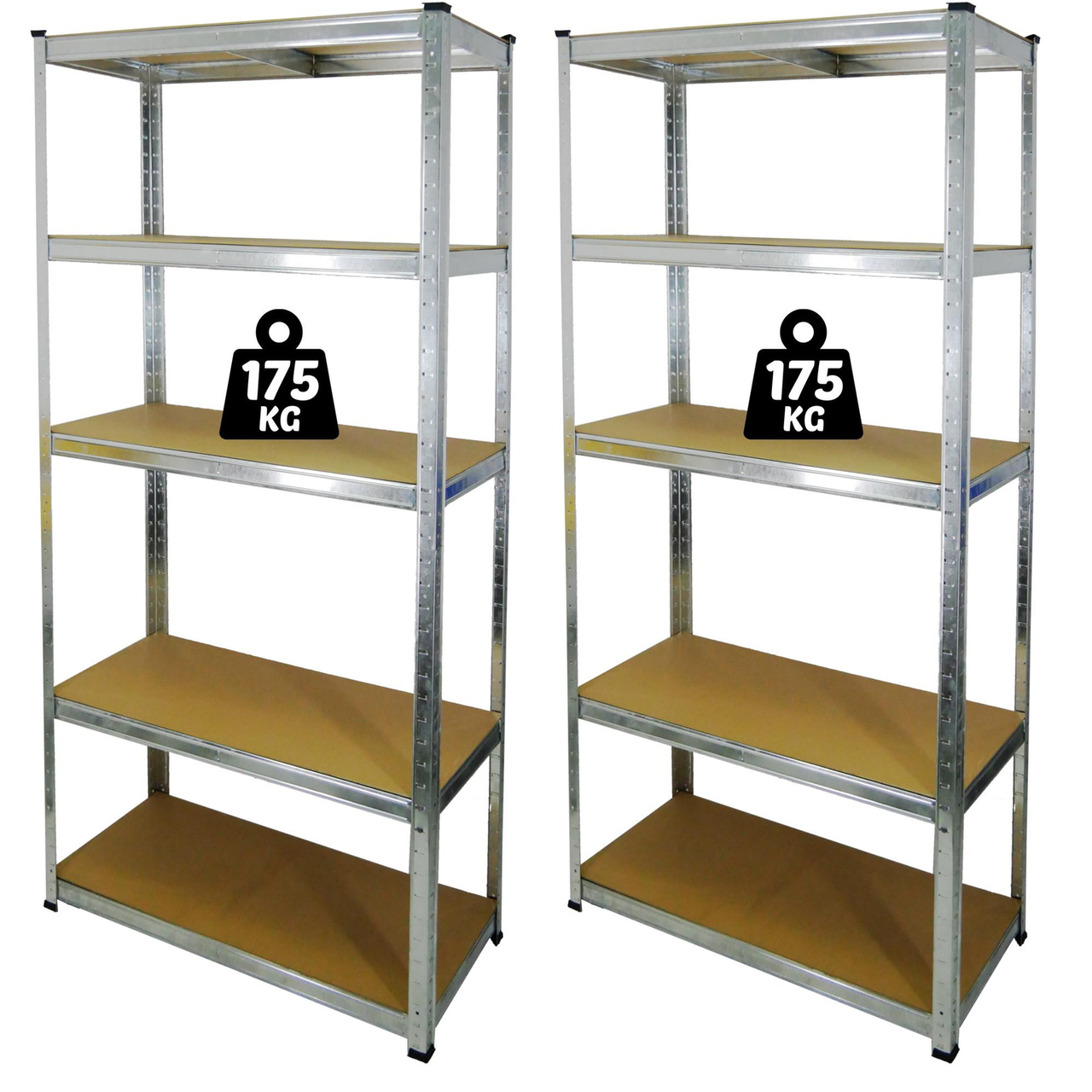 Набір з 2-х металевих стелажів (180 x 90 x 30 см) 5 полиць, навантаження - 175 кг на полицю, Сірий, фото 1