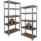 Набір з 2-х металевих стелажів (180 x 90 x 30 см) 5 полиць, навантаження - 175 кг на полицю, Сірий, фото 3