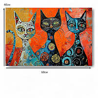 Абстрактна картина з котиками Друк на полотні Декор для дитячої кімнати 60х40см, фото 6