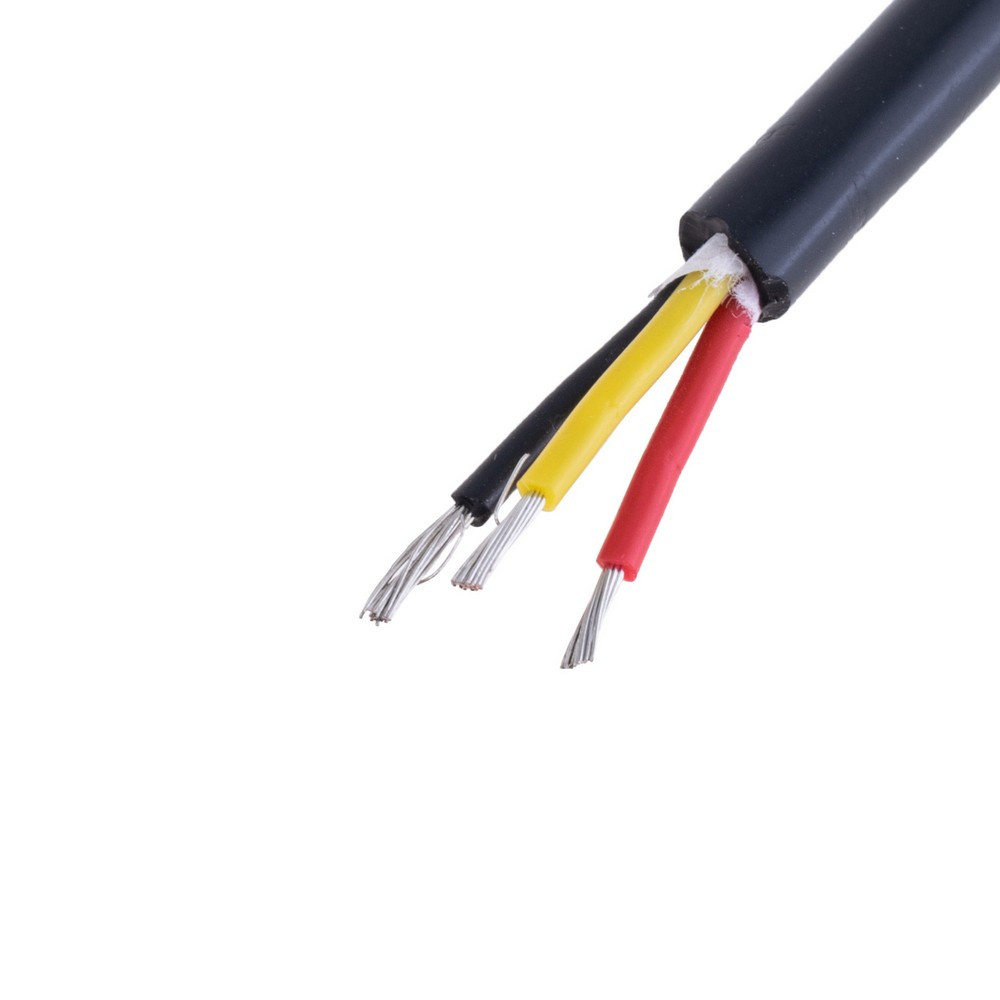 Силіконовий провід 3-жильний в чорній оболонці 20AWG(0.5mm2 20/0.18/TS) чорний, червоний, жовтий, 1м