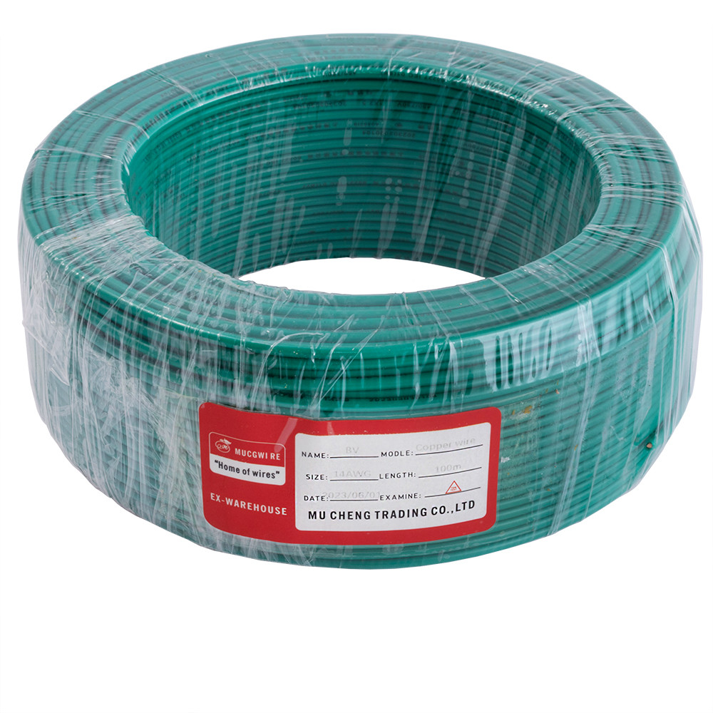 Провід одножильний 2.5mm² (14AWG, 1xD1.78мм, мідь, PVC), зелений, 1м