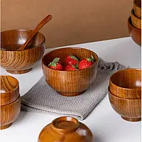 Дерев яна миска для салату та супу єко-посуд ручної роботи, діаметр 11 см