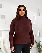Водолазка жіноча Ангора рубчик великий розмір шоколад (50-66)