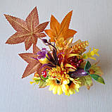 Осіння композиція гарбузом із декором., фото 5