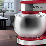 Планетарний тістоміс Top Kitchen 4200 Вт міксер для замісу тіста з чашею 6 л з нержавіючої сталі та 3 насадками, фото 3