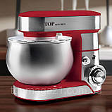 Планетарний тістоміс Top Kitchen 4200 Вт міксер для замісу тіста з чашею 6 л з нержавіючої сталі та 3 насадками, фото 2