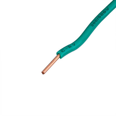 Провід одножильний 0.75mm² (19AWG, 1xD0.99мм, мідь, PVC), зелений, 1м, фото 2