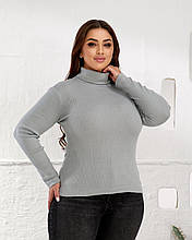 Гольф жіночий Ангора рубчик великий розмір сірий (50-66)