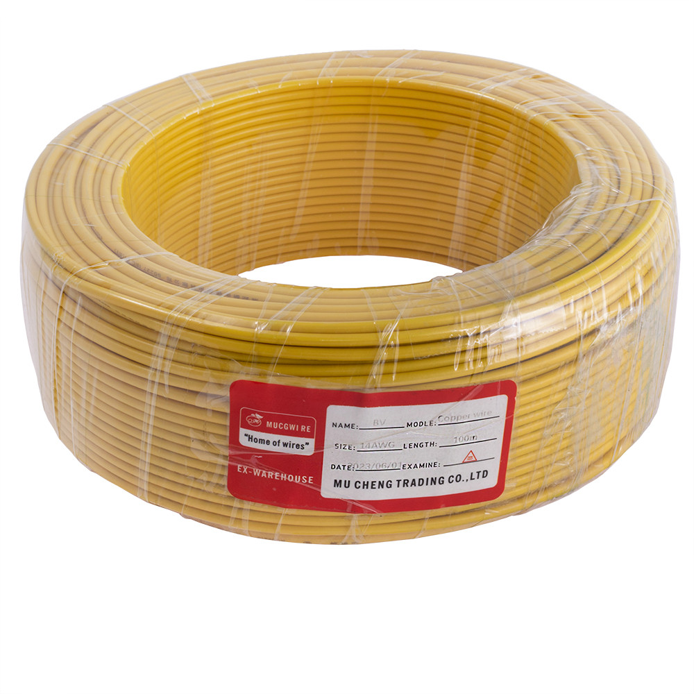 Провід одножильний 2.5mm² (14AWG, 1xD1.78мм, мідь, PVC), жовтий, 1м