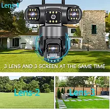 Вулична камера 3в 1, V380 Pro,  на 3 лінзи працююча через Wi Fi , огляд 360°, нічне баченням, детекцієя руху, фото 3