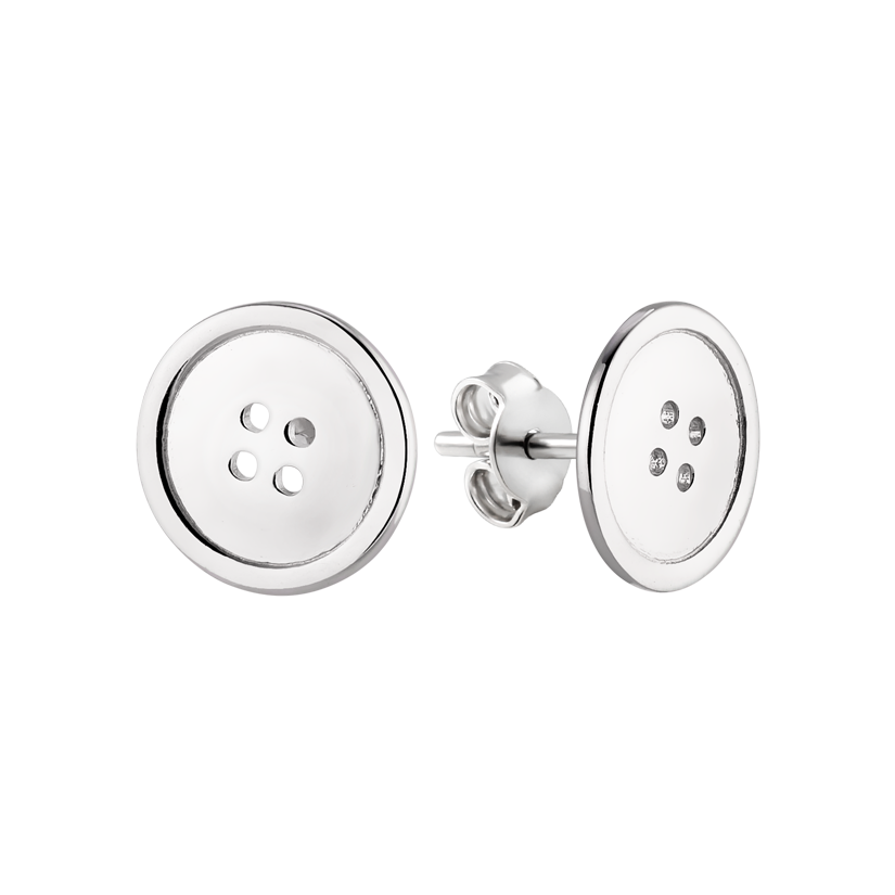 Срібні сережки пусети Гудзик тематичні без каменів, фото 1