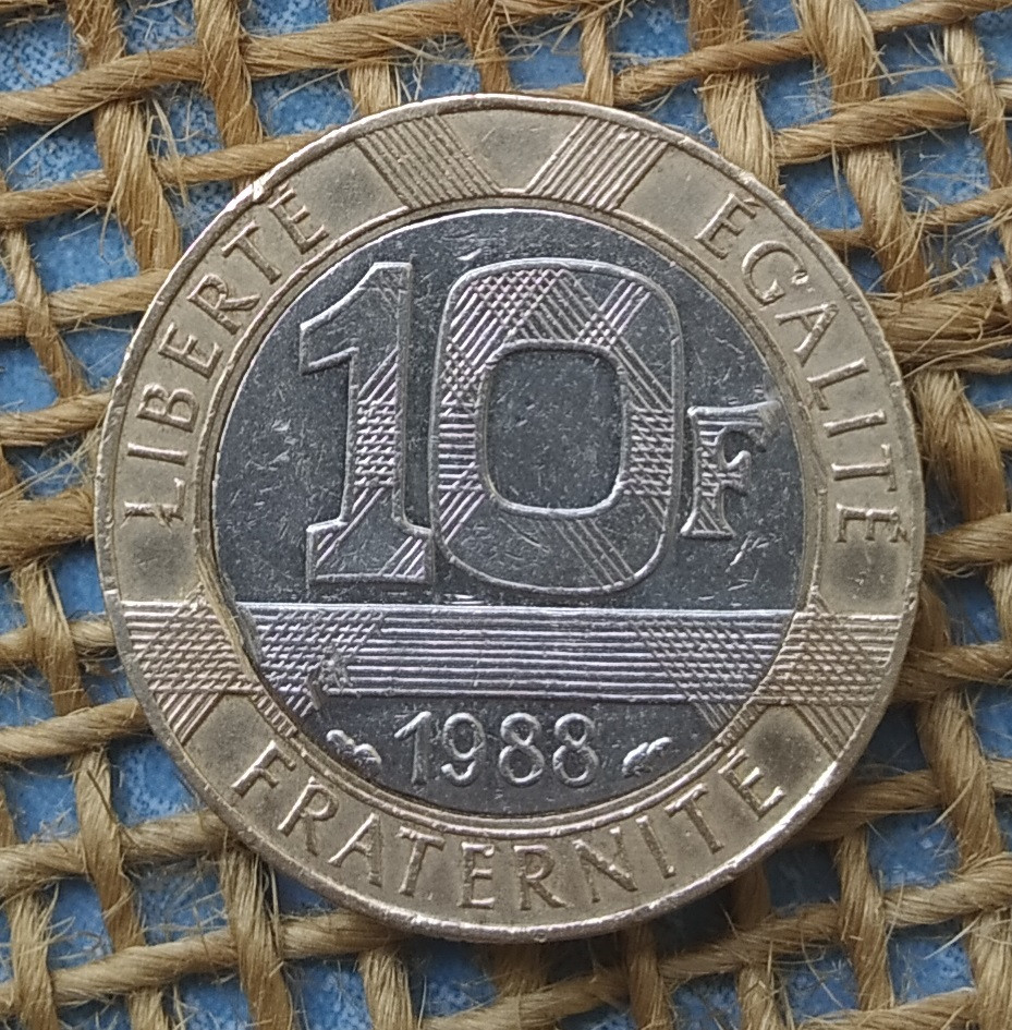 10 франкiв 1988 року. Францiя, фото 1