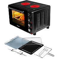 Мультидуховка Hanseatic »HMO287BKB з 2 склокерамічними варочними варочними», верхнім/нижнім нагріванням/циркуляцією; 28 л