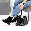 Шикарні замшеві зимові ботильйони на середньому стійкому підборі, фото 10