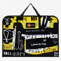 Папка-портфель пластикова А3 на блискавці для ескізів Santi Graffiti з текстильними ручками