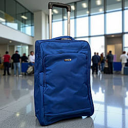 Валіза маленька для ручної поклажі тканинна блакитна 53х31х20 см