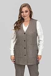 Стильний жіночий кашеміровий жилет з кишенями, великі розміри