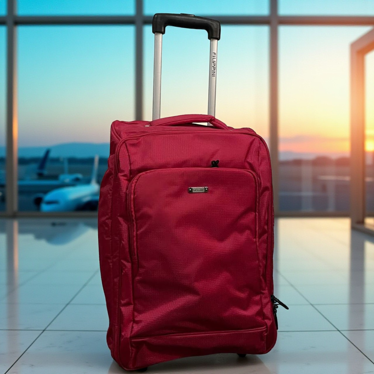 Валіза маленька для ручної поклажі Filippini 53х31х20 см з 2-ма колесами червона, фото 1